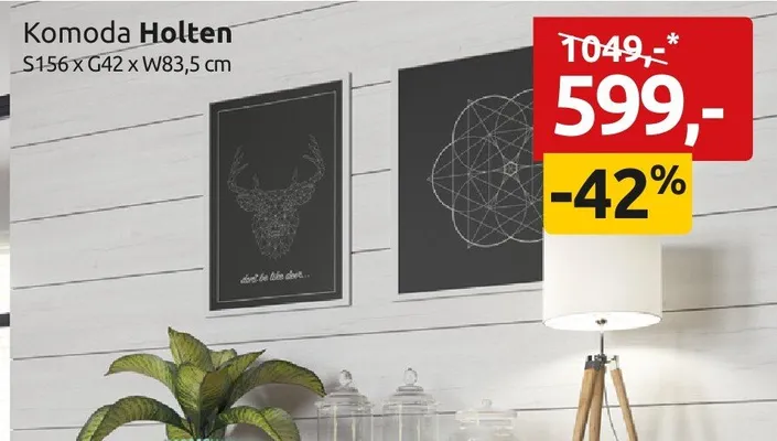 Komoda Holten S156xG42xW83,5cm promocja w Black Red White