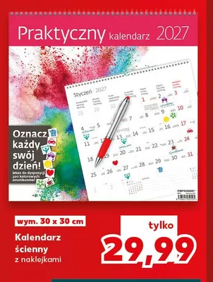Kalendarz ścienny z naklejkami 30x30 cm promocja w Kaufland