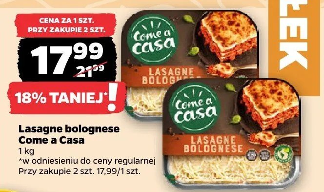 Lasagne bolognese Come a Casa promocja w Netto