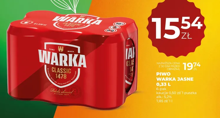 Piwo Warka Jasne promocja w Duży Ben