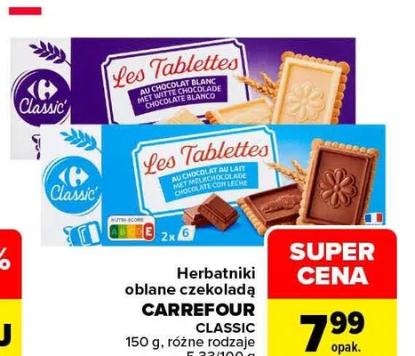 Herbatniki oblane czekoladą Carrefour Classic promocja w Carrefour