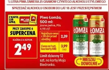 Piwo Łomża pils promocja w Biedronka