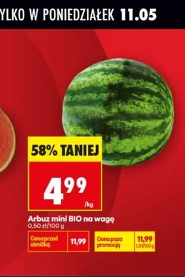 Arbuz mini BIO na wagę promocja w Biedronka