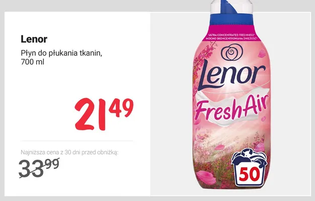 Płyn do płukania tkanin Lenor Fresh Air promocja w Rossmann