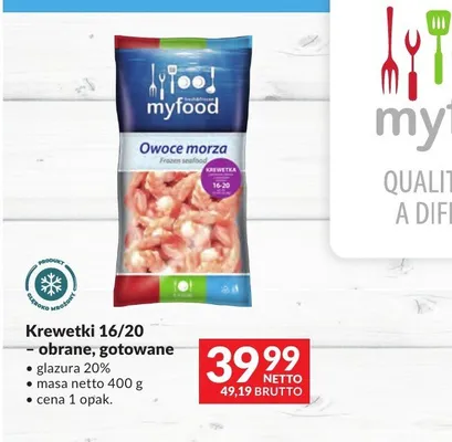 Krewetki 16/20 obrane gotowane Myfood promocja w Makro