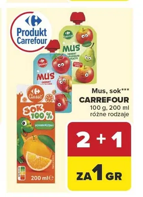 Mus Carrefour jabłko brzoskwinia banan promocja w Carrefour Market