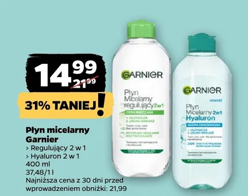 Płyn micelarny Garnier Hyaluron 2w1 promocja w Netto