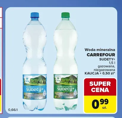 Woda mineralna niegazowana Carrefour Sudety+ promocja w Carrefour Express