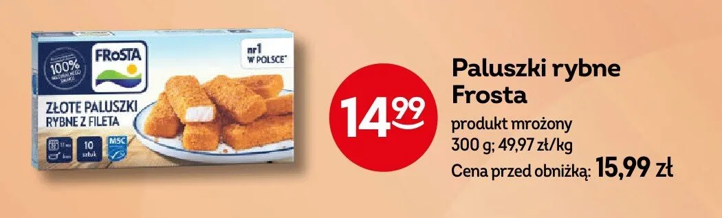 Złote paluszki rybne Frosta promocja w Żabka