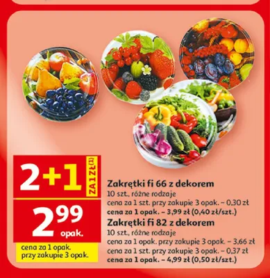 Zakrętki fi 66 z dekorem 10-pak promocja w Auchan
