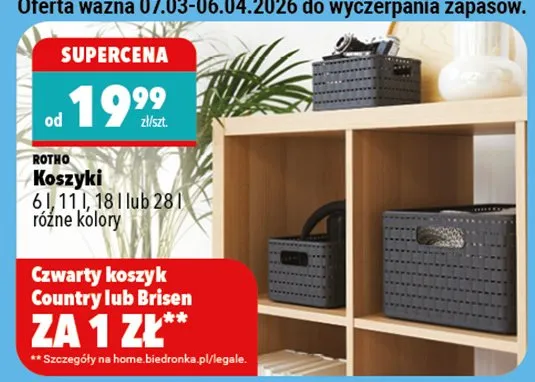 Koszyki 6 l, 11 l, 18 l lub 28 l różne kolory promocja w Biedronka Home