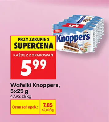 Wafelki Knoppers 5-pak promocja w Biedronka