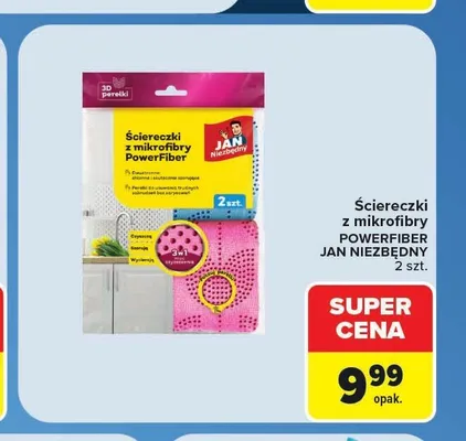 Ściereczki z mikrofibry Jan Niezbędny PowerFiber promocja w Carrefour