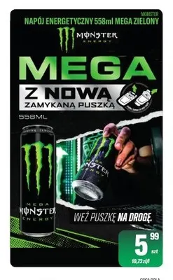 Napój energetyczny Mega zielony Monster promocja w Tomi Markt
