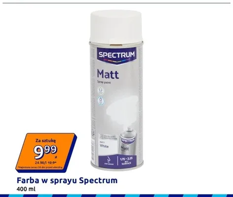 Farba w sprayu Spectrum Matt White promocja w Action