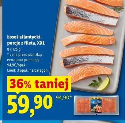 Łosoś atlantycki porcje z fileta XXL promocja w Lidl