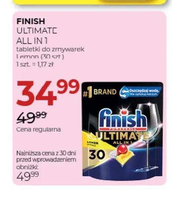 Tabletki do zmywarek Ultimate All in 1 Lemon Finish promocja w Drogerie Jawa