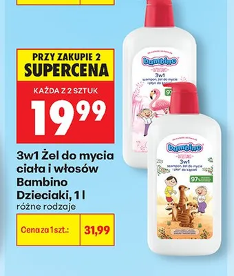 3w1 Żel do mycia ciała i włosów Bambino Dzieciaki promocja w Biedronka