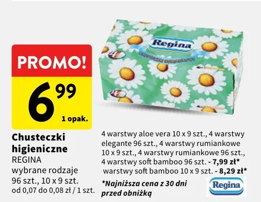 Chusteczki higieniczne Regina promocja w Intermarche