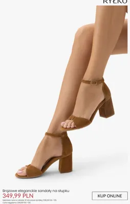 Sandały na słupku Ryłko brązowe eleganckie promocja w Ryłko