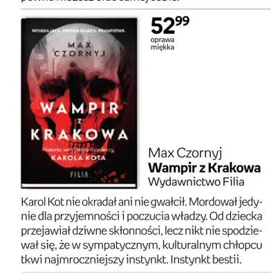 Książka Wampir z Krakowa Max Czornyj promocja w Empik