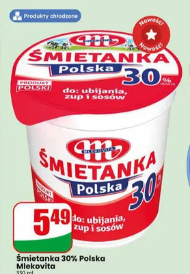 Śmietanka 30% Polska Mlekovita promocja w Dino