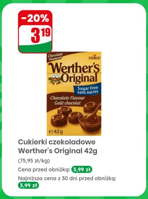 Cukierki czekoladowe Werther's Original promocja w Dino