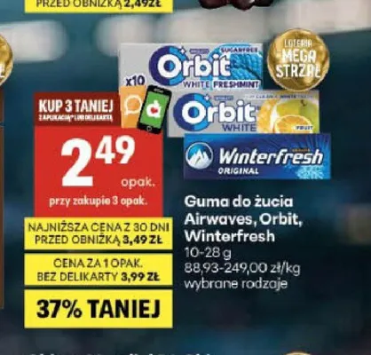 Guma do żucia Orbit White promocja w Delikatesy Centrum