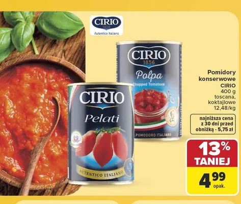 Pomidory konserwowe Cirio toscana promocja w Carrefour