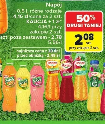 Napój jabłko mięta Hortex promocja w Carrefour Market