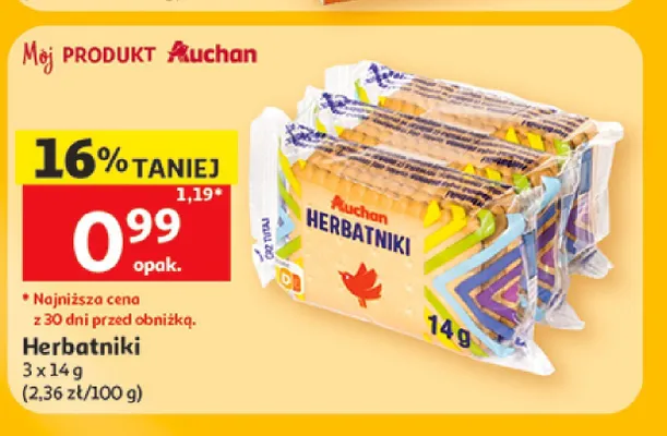 Herbatniki Auchan 3-pak promocja w Auchan