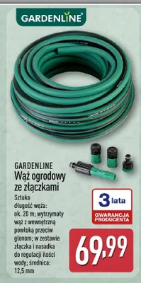 Wąż ogrodowy ze złączkami GARDENLINE promocja w Aldi