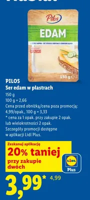 Ser edam w plastrach Pilos promocja w Lidl
