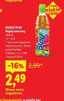 Napój owocowy Kubuś Play promocja w Lidl