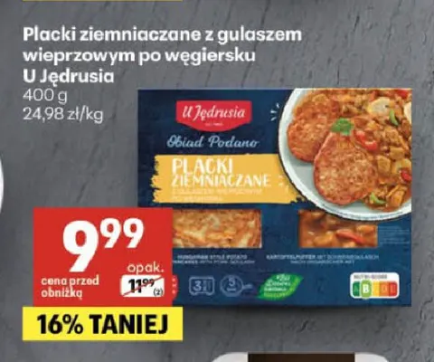 Placki ziemniaczane z gulaszem wieprzowym po węgiersku U Jędrusia promocja w Delikatesy Centrum