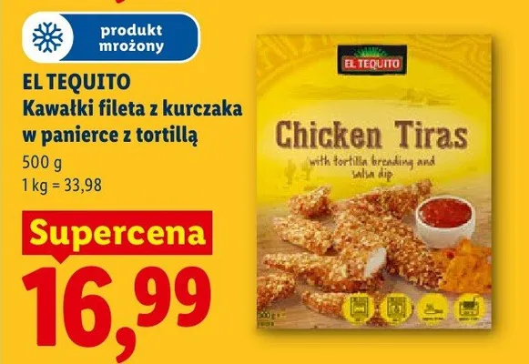Kawałki fileta z kurczaka w panierce z tortillą El Tequito promocja w Lidl
