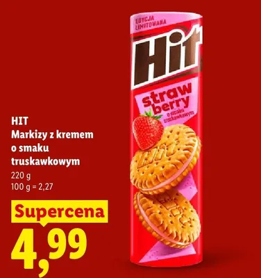 Markizy z kremem o smaku truskawkowym Hit promocja w Lidl