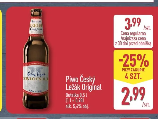 Piwo Český Ležák Original promocja w Aldi