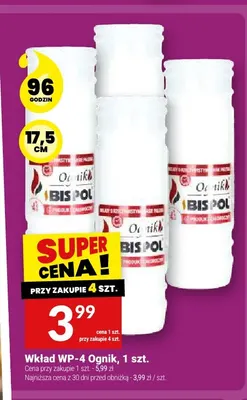 Wkład do zniczy WP-4 Ognik Bispol 17,5 cm promocja w Twój Market
