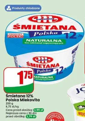 Śmietana 12% Polska Mlekovita promocja w Dino