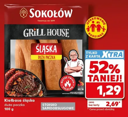 Kiełbasa śląska Sokołów Grill House duża paczka promocja w Kaufland