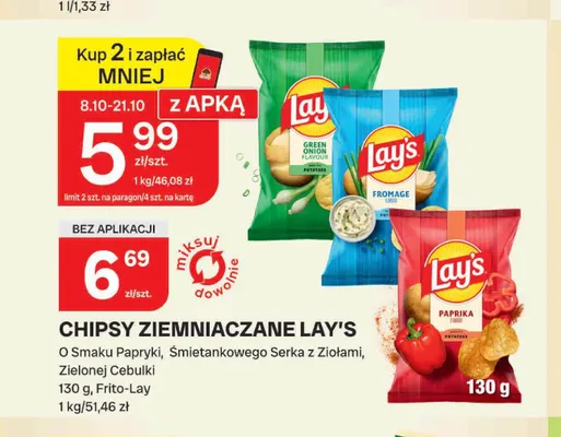 Chipsy ziemniaczane Lay's o smaku śmietankowego serka z ziołami promocja w Chorten