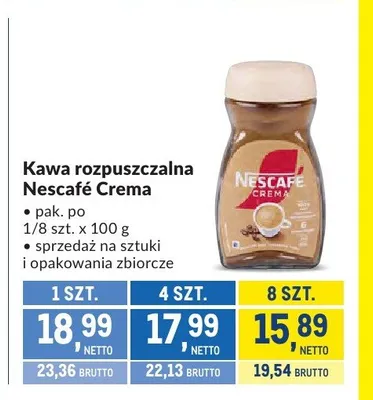 Kawa rozpuszczalna Nescafé Crema promocja w Makro