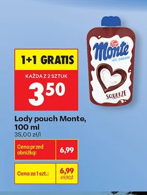 Lody pouch Monte promocja w Biedronka