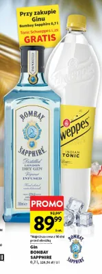 Zestaw Gin Bombay Sapphire + Napój gazowany Schweppes Tonic promocja w Intermarche