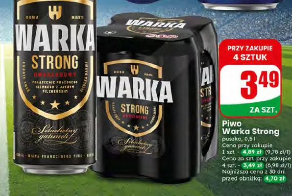 Piwo Warka Strong promocja w Dino