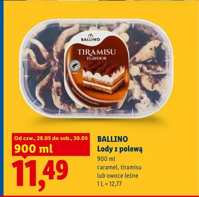 Lody z polewą Ballino promocja w Lidl