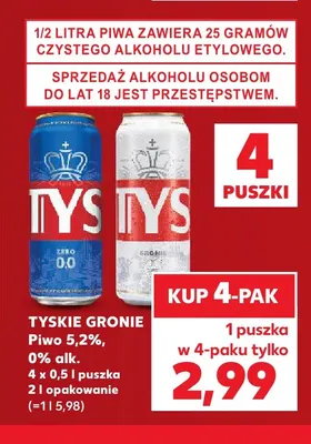 Piwo bezalkoholowe Tyskie Gronie promocja w Kaufland