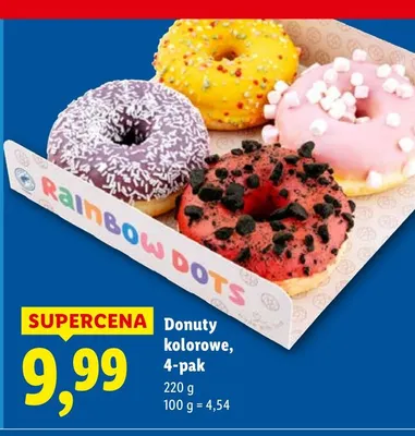 Donuty kolorowe, 4-pak promocja w Lidl