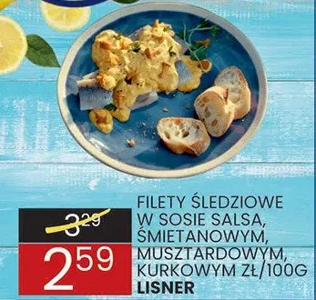 Filety śledziowe w sosie salsa śmietanowym, musztardowym, kurkowym 200g promocja w Wafelek